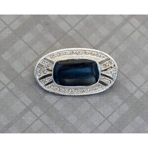 Vintage Gothic Silver Tone Rhinestone Brooch G22